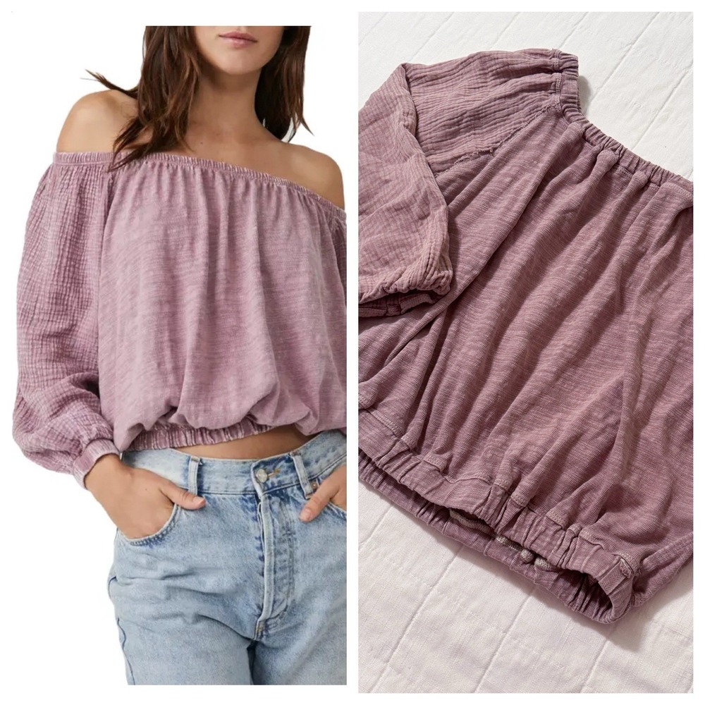 We the Free Free People Women's XS Top Parfait Bubble Crop‎ Boho Mauve